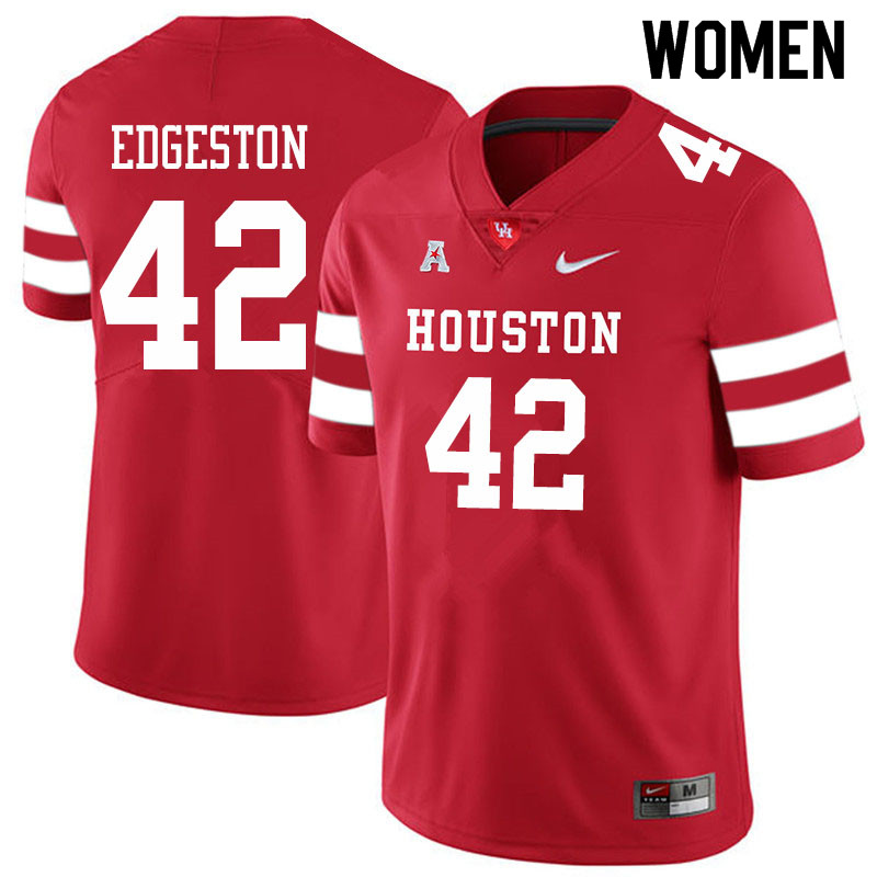 Women #42 Terrance Edgeston Houston Cougars College Football Jerseys Sale-Red - Click Image to Close